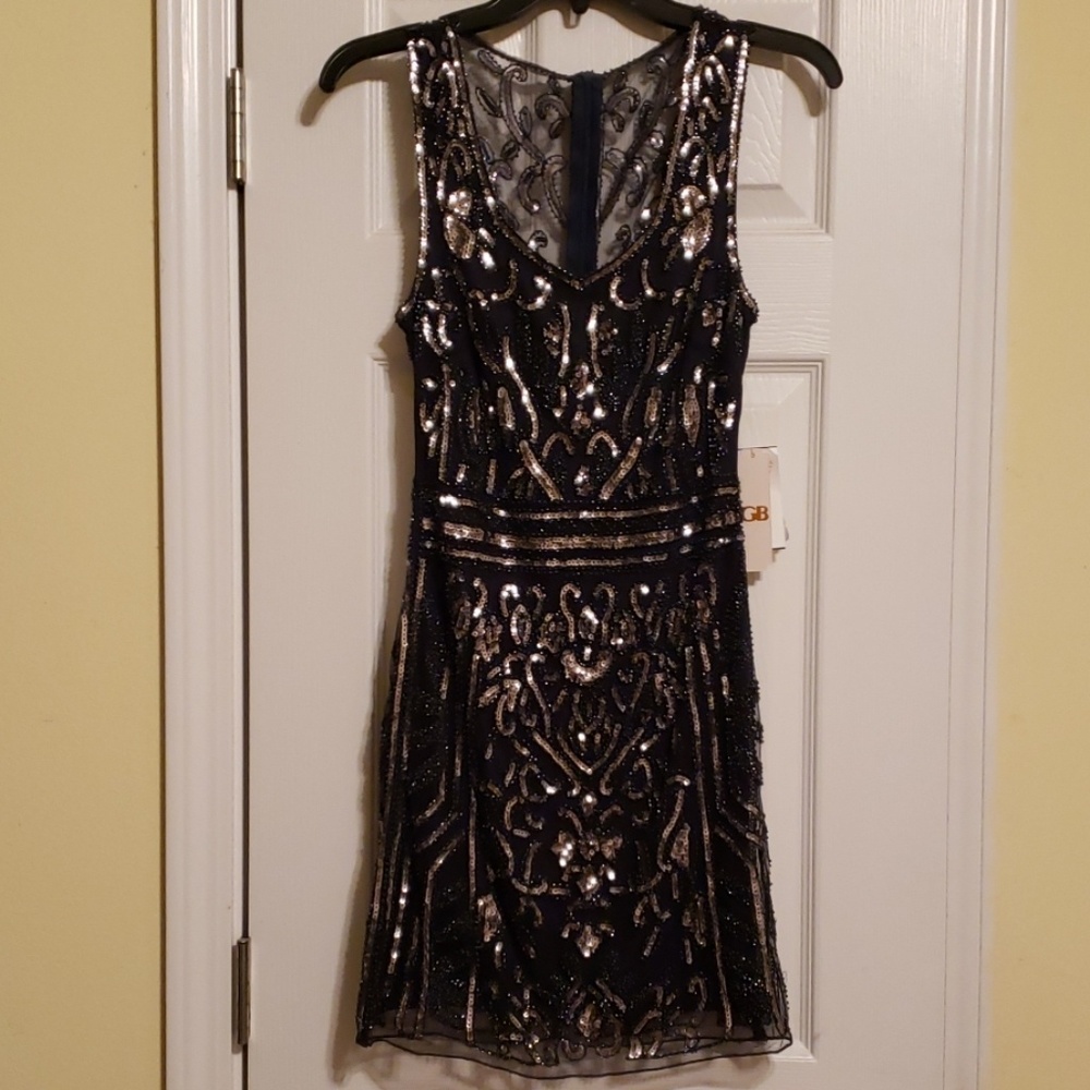 Gianni Bini Navy Sequined Dress size S